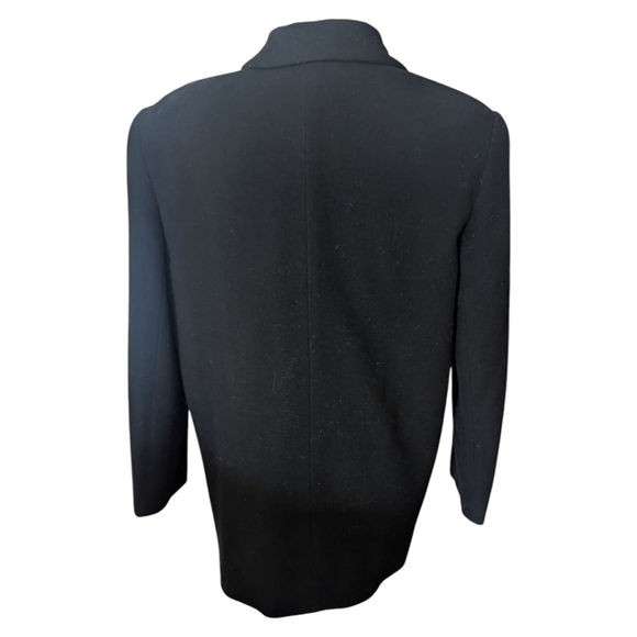 Vtg 90s Wool/Cashmere Blend Black Old Money Classic Long Line Blazer Sz 8 - Picture 2 of 9